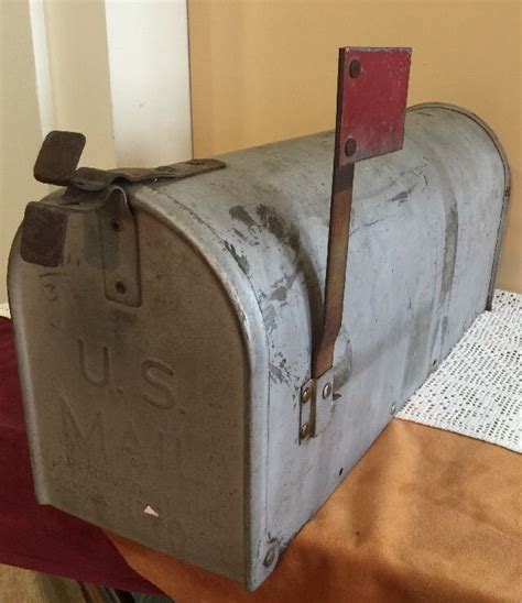 Vintage Teal Rural Mailbox With Flag Rustic Metal Box Vintage